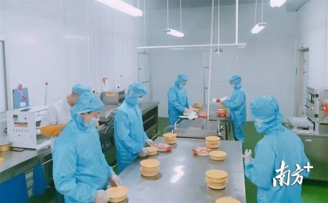 梅州市金苑餐飲管理有限公司包裝車間內,工作人員進行最後的打包封盒。 受訪者供圖 梅州市金苑餐飲管理有限公司包裝車間內,工作人員進行最後的打包封盒。 受訪者供圖